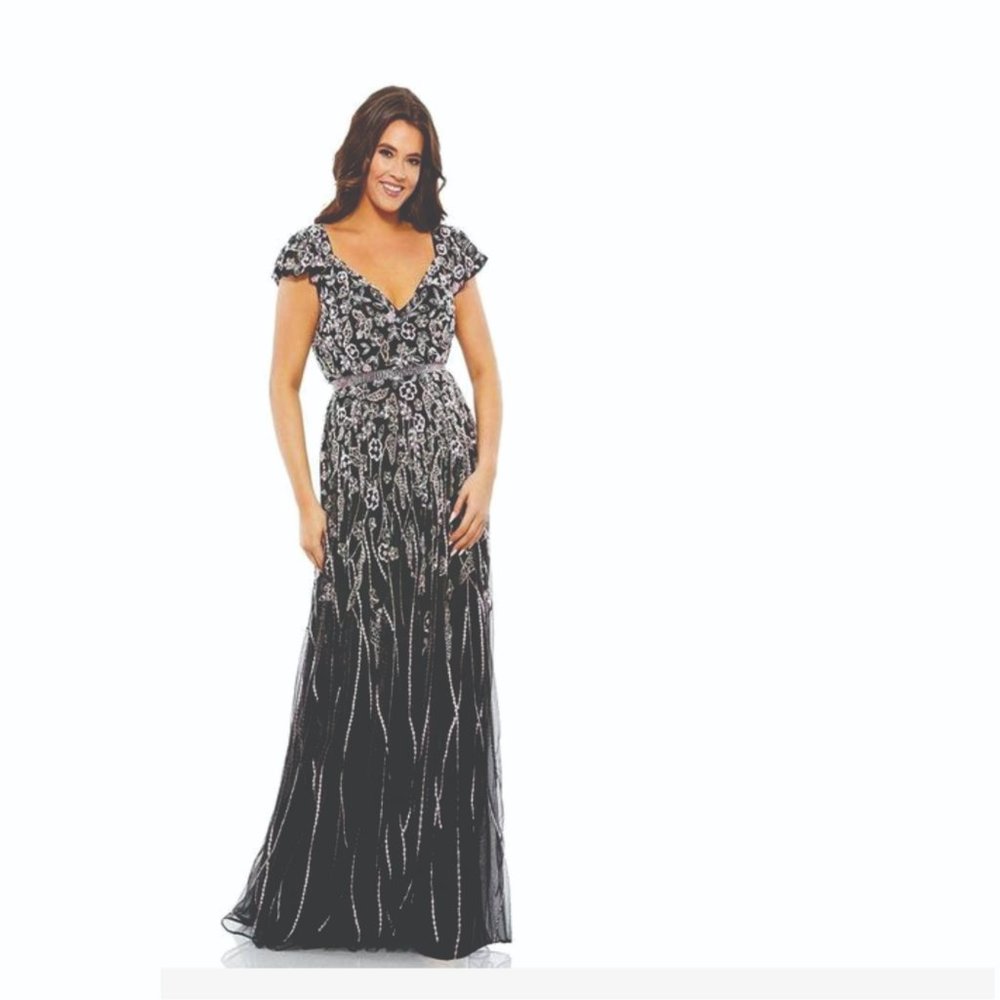 Mac Duggal Black Beaded Gown, NWT, size 18W